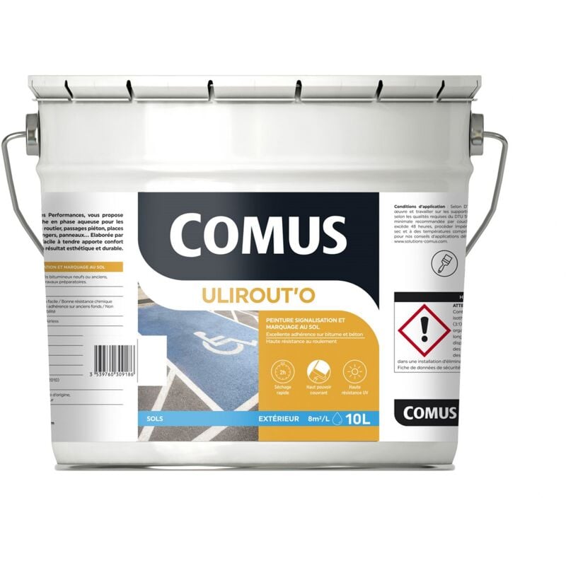 Ulirout'o blanc 10L - Peinture pour signalisation et marquage routier en phase aqueuse Comus