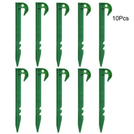 Ulisem 10 pezzi di picchetti da giardino, extra large, lunghi 14,5 cm, in plastica verde, picchetti di fissaggio da giardino, picchetti da terra, picchetti da campeggio, per picchetti da terra, fogli 