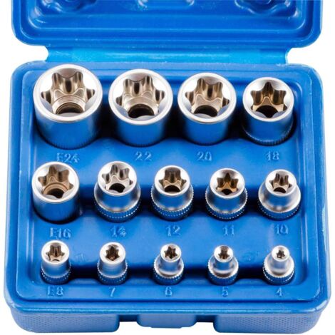 Ulisem 14 pezzi E4-E24 E-Torx esagonale femmina Torx set di bussole