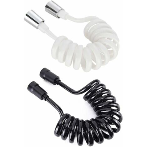 Ulisem 2 pezzi tubo doccia, tubo doccia flessibile retrattile da 2 m/6,6 piedi con tappo in rame, tubo retrattile per doccia, WC e bidet bianco (nero, bianco)