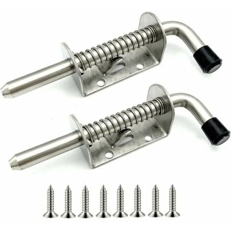 Ulisem 2 Piezas Cerradura de Puerta de Garaje de Acero Inoxidable Pestillo de Resorte Pestillo de Puerta de Acero Adecuado para Cobertizo de Puerta de Garaje (128 mm)