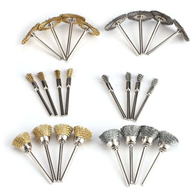 Image of Ulisem 24 Stück Polierbürsten aus Edelstahl und Messingdraht für Rotationsschleifer