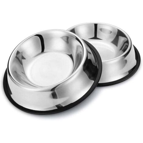 Ulisem 2er-Pack Hundenäpfe aus Edelstahl mit rutschfestem Gummiboden, mit Gummibasis für mittelgroße/große Hunde, Haustiere, 22,5 cm