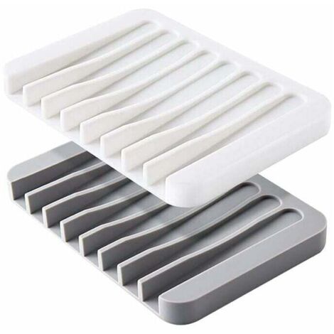Ulisem 2er-Pack selbstentleerende Seifenschalen, Premium-Silikon-Seifenhalter, Seifensparer für Dusche, Küche, Badewanne, Rasierer, Schwämme, einfache Reinigung mit etwas Wasser, verlängert die Lebens