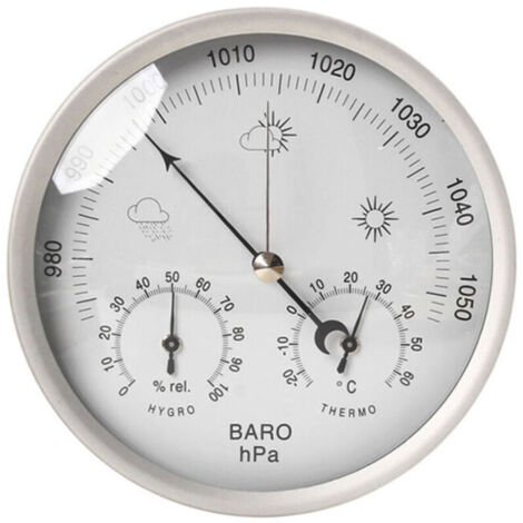 Ulisem 3-in-1 Analog-Wetterstation aus Edelstahl Ø 132 mm – Barometer, Thermometer, Hygrometer