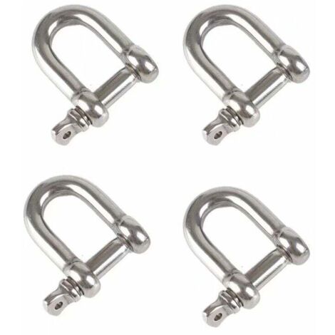 Ulisem - 4 grilletes de cadena de acero inoxidable M8 en forma de D con hebilla de elevación y pasador roscado