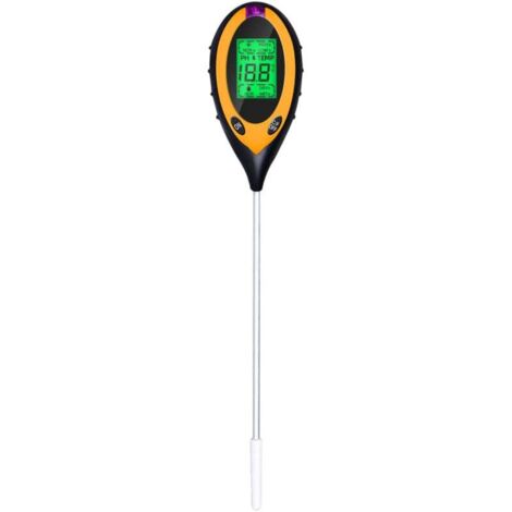 Ulisem 4-in-1 Boden-pH-Tester, Feuchtigkeits-, Licht-, pH- und Temperaturmessgerät, Gartenwerkzeug-Sets, Batterie enthalten, Gelb