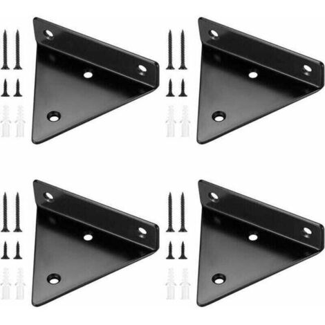 Ulisem 4 Pièces Supports d'étagère Flottants, Supports à Tablettes Muraux Triangulaires Invisibles, Equerre Etagere Murale Métal pour étagère