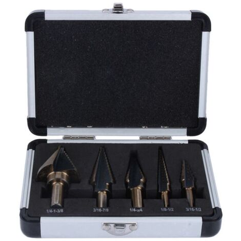 Ulisem 5 pezzi HSS punte per trapano a gradini punte per trapano coniche punte per trapano a gradini kit utensile elettrico con scatola di immagazzinaggio