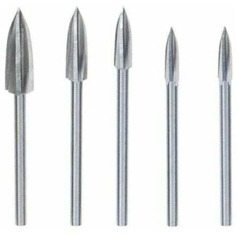 Ulisem 5 Pièces Fraise Outils De Sculpture Gravure Foret Ensemble Bois Carbure Solide Meulage Fraise En Acier Couteau Pour Bricolage Travail Du Bois Sculpture Gravure Et Forage Argent