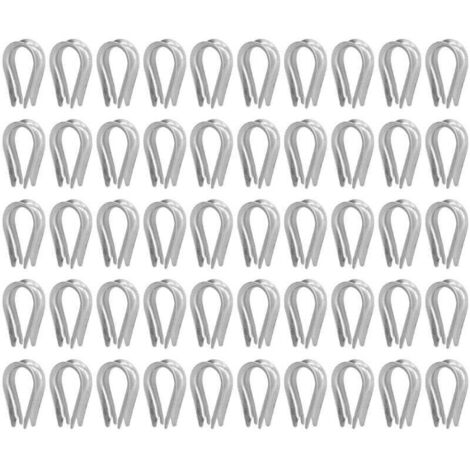 Ulisem 50 Pièces Câble Métallique Cosse Câble Métallique Clips Outils de Gréement de Câble en Acier Inoxydable pour la Construction Navale(M4 (4 mm))