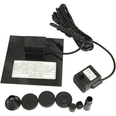 Ulisem 7V 1.2W Pompe Solaire Pour Fontaine, Pompe à Eau Solaire avec 6 Buses Kit de Fo