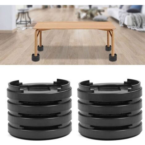 Ulisem 8 pezzi Tappi per gambe di mobili in plastica antiscivolo multi-posizione per tavolo scrivania divano sedie - Nero
