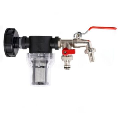 Ulisem Adaptateur robinet de cuve IBC (2 vannes de sortie indépendantes) avec filtre/IB