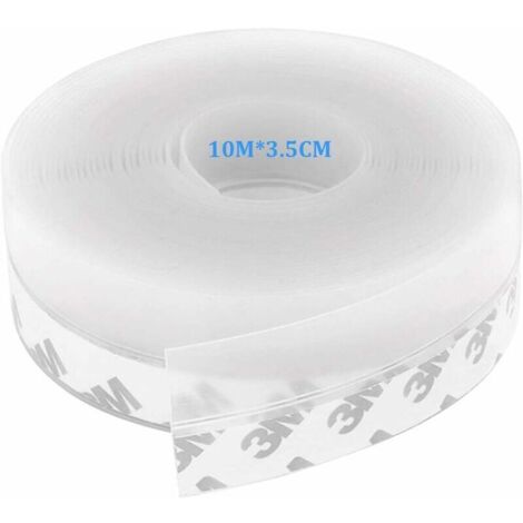 Ulisem Bas de Porte Adhésif, 10M x 3,5CM Bande d'étanchéité Auto-adhésive de Silicone pour Porte et Fenetre. Protection contre l 'eau, Protection contre les Insectes, Réduction du Bruit(Transparent)