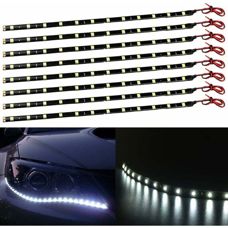 Image of Bett 8 Stück 12 v smd LED-Lichtstreifen für Auto und Motorrad, 30 cm, Weiß - Ulisem