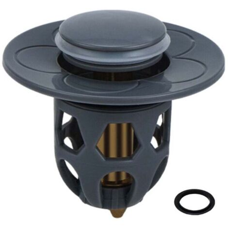 Ulisem Bouchon universel de fuite de tête d'eau de lavabo, bouchon de vidange d'évier en acier inoxydable filtre de vidange de rebond de lavabo, convertisseur de type poussoir de noyau de rebond (Gris