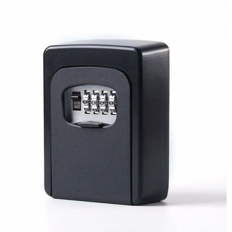 Ulisem Caja de llaves segura con código, caja de llaves de pared con código de 4 dígitos, caja de llaves segura para exteriores resistente al agua y al óxido, código reiniciable (negro)