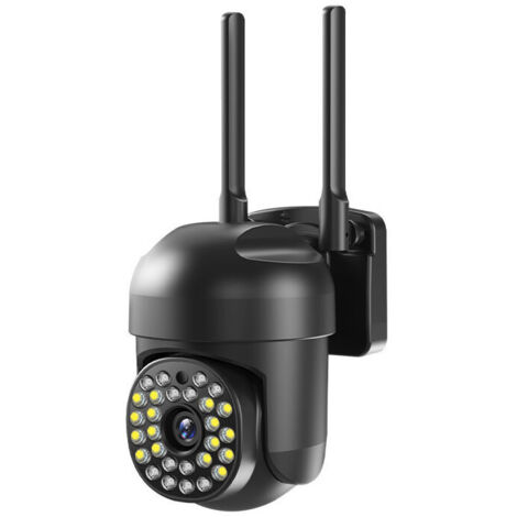 Ulisem Caméra de sécurité extérieure PTZ IP 360°, détection de mouvement, vision nocturne couleur, étanchéité IP66 (noire)