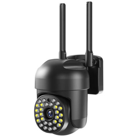 Ulisem Caméra de sécurité extérieure PTZ IP 360°, détection de mouvement, vision nocturne couleur, étanchéité IP66 (noire)