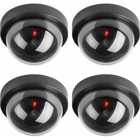 Ulisem Caméras factices, fausse caméra dôme de sécurité CCTV avec lumière LED clignotante pour entreprise, magasin, maison, intérieur et extérieur (lot de 4)