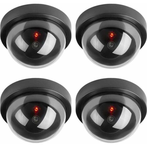 Ulisem Caméras factices, fausse caméra dôme de sécurité CCTV avec lumière LED clignotante pour entreprise, magasin, maison, intérieur et extérieur (lot de 4)