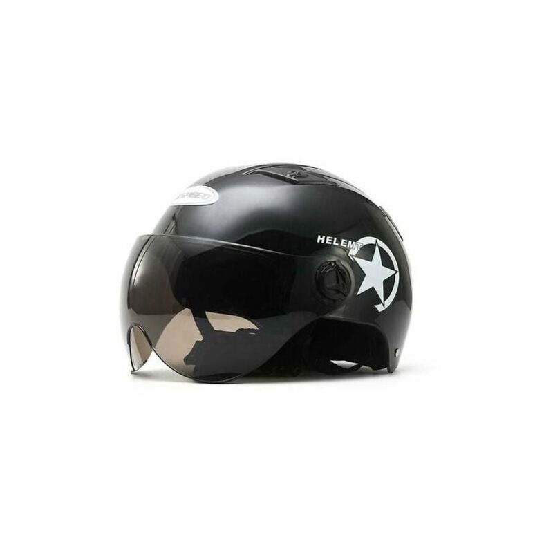 Image of Ulisem - Casco per auto elettrica Scooter Bicicletta Visiera aperta Mezzo berretto da baseball Casco di sicurezza anti-uv BiciclettaNero