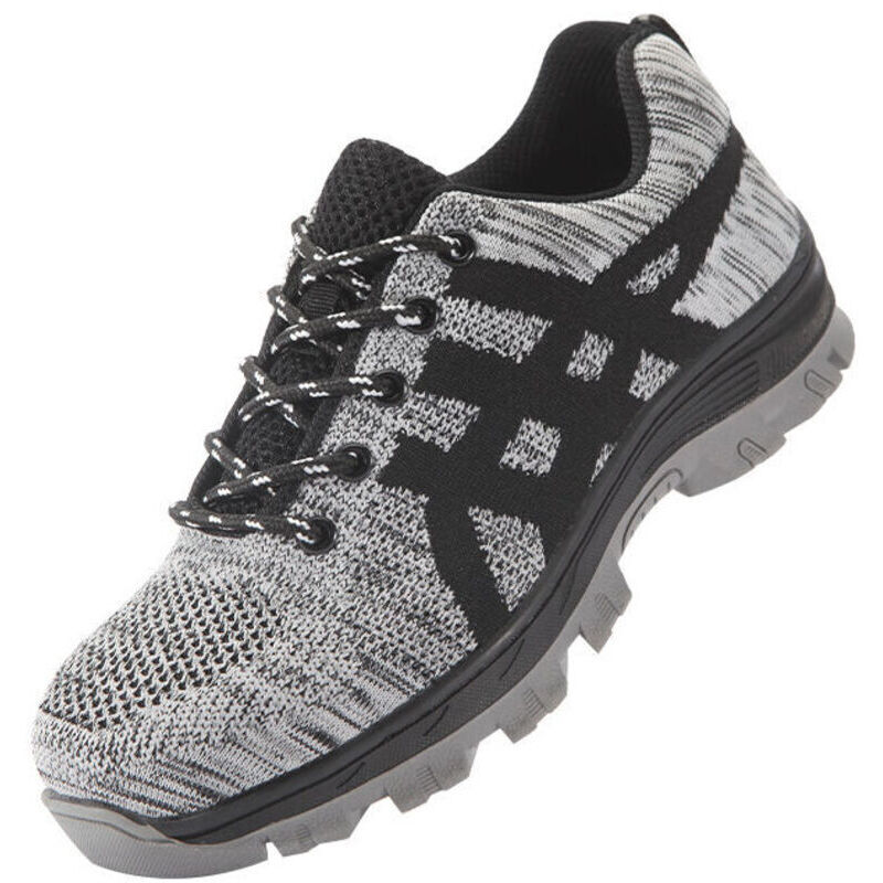 Ulisem Chaussures de sécurité pour homme, embout en acier, confortables, légères, respirantes, unisexes, grises (43 EU)