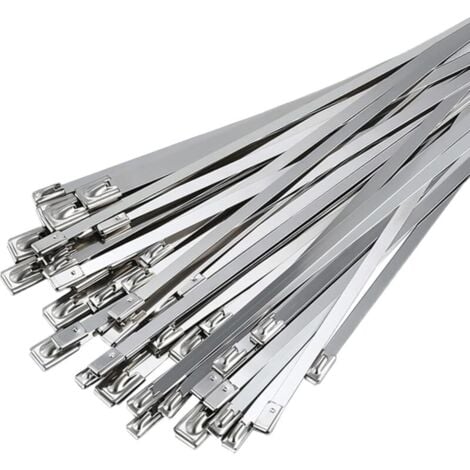 Ulisem Collier de Serrage Inox 50 Pièces, 300mm×4,6mm Attache Câblées Acier Inoxydable, Collier de Serrage Inox Pour Enroulement D'échappement, Câbles Groupés, Entretenir les Clôtures et les Auvents
