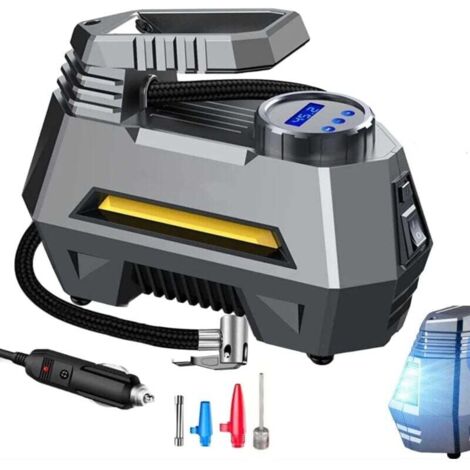Ulisem Compresseur d'air de Pompe de gonflage de Pneu avec manomètre numérique à écran LCD, compresseur d'air de Voiture Portable avec éclairage LED et Charge d'allume-Cigare 120 w