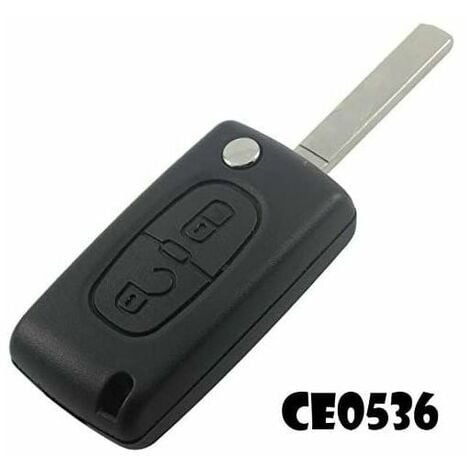 Ulisem Coque de Télécommande à 2 Boutons Compatible avec Peugeot et Citroën, Lame sans Rainure, Pour Modèles C1, C2, C3, 107, 207, 307, etc.