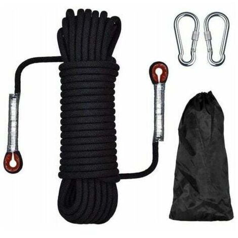 Ulisem Corde d'escalade corde tressée corde à linge corde d'escalade 10 mètres noir 12mm