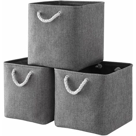 Petite boîte de rangement pliable carrée avec panier de rangement en tissu  de couture en lin, avec poignées en corde de coton Boîte de rangement cube  de rangement (alphabet anglais) 