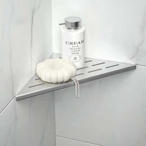 Ulisem Eckregal, Edelstahl-Duschregal, versenkbares Duschregal, passend für Badezimmer-Shampoohalter, Silber