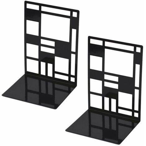 Ulisem Ensemble de serre-livres, serre-livres en métal, serre-livres noirs, serre-livres design, étagère à base antidérapante pour enfants, bureau, école, salon, librairie et bibliothèque