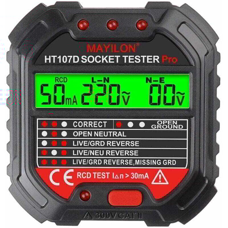 Image of Ulisem Erdungskabeltester für Steckdosentester, Steckdosenphase (EU-Verordnung HT107D)