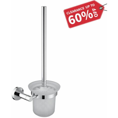 Ulisem Escobilla de baño con soporte Escobilla de baño Portaescobillas de vidrio esmerilado Portaescobillas de acero inoxidable montado en la pared