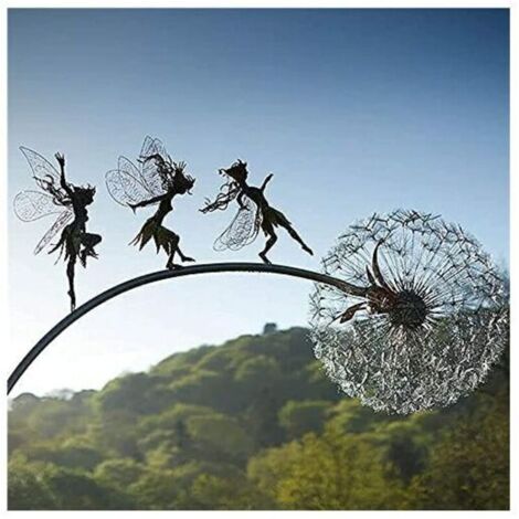 Ulisem Fées Et Pissenlits Dansent Ensemble Fées Et Pissenlits Dansent Ensemble Piquets De Jardin Décor Jardin Art Ornements De Pelouse en Plein Air Fées Lutins (B)