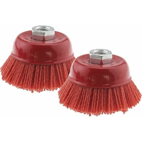 Ulisem Filament en Nylon Abrasif Coupe Brosse en Acier Filetage Interne M14x2 ，75mm Rouge ,（2pcs）