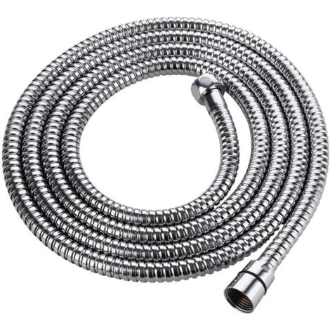 Ulisem Flexible de douche 2 m, flexible de douche anti-pliage en acier inoxydable, accessoires de douche chromés, flexible sanitaire universel pour salle de bain