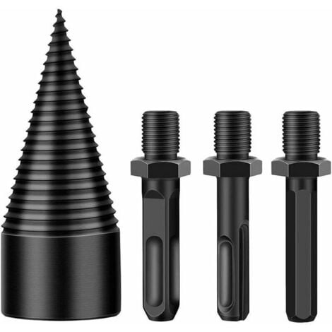 ULISEM Foret de Fendage de Bois, Cnes Fendeuse Bche, Fendeuse à Bois Perceuse, Splitter de Bois, Foret à Bois pour Fendre du Bois avec 3 Poignées de Forage,
