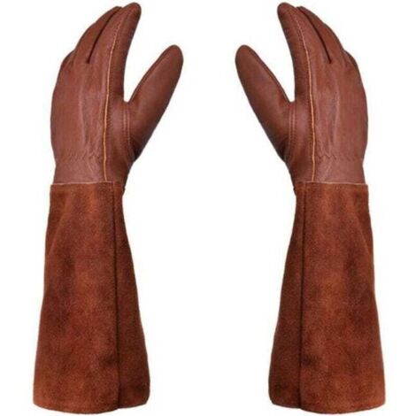 Ulisem Gants de jardinage unisexes - Paire de Gants de Jardinage - Protection Cuir - Gants de Jardinage pour les Épines et Ronces et Gants de Travail--Marron--M
