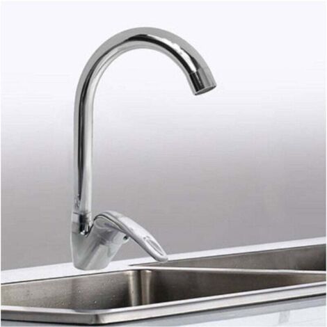 Ulisem - Grifo de cocina, caño alto curvo, mezclador monomando para fregadero, cromado, 52934 -