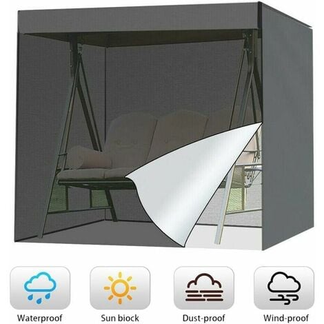 Ulisem Housse de Balancelle de Jardin,T-Audace 3 Places 210D Oxford Bâche de Balancelle Anti-UV Imperméable, Couverture de Protection Balançoire Extérieur 220x170x125cm