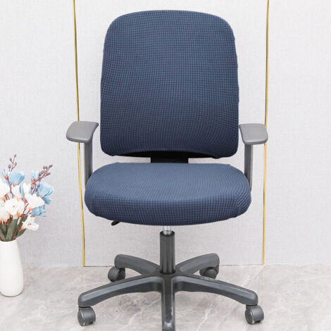 Ulisem Housse de chaise en molleton de maïs, ensemble complet de housses de chaise pivotante à poulie de bureau, bleu marine