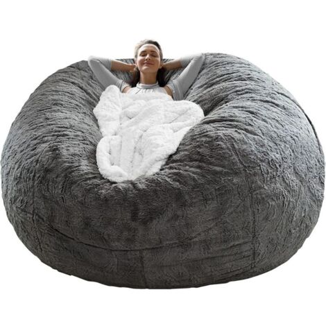 Ulisem Housse de Pouf sans Remplissage, Housse de canapé-lit en éponge pour la maison, Housse de canapé double ronde douce, Convient pour le salon et la chambre à coucher, Gris foncé