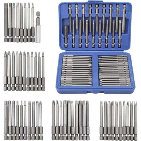 Ulisem Jeu d'embouts de tournevis 50 pièces avec boîte de rangement en plastique, jeu de tournevis à tête plate à six pans creux