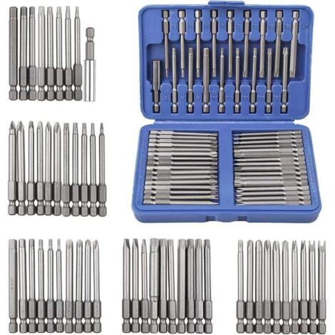 Ulisem Jeu d'embouts de tournevis 50 pièces avec boîte de rangement en plastique, jeu de tournevis à tête plate à six pans creux