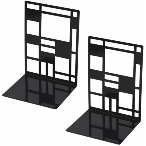 Ulisem Juego de Sujetalibros, Sujetalibros de Metal, Sujetalibros Negros, Sujetalibros de Diseño, Bandeja de Suelo Antideslizante para Niños, Oficina, Escuela, Salón, Librería y Biblioteca