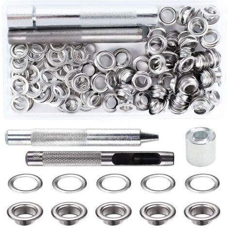Ulisem Kit de Grommets Eyelets Outils Metal Grommet Kit Oeillet avec Outils Oeillet pour Toile Bâche Tente de Réparation (8MM)
